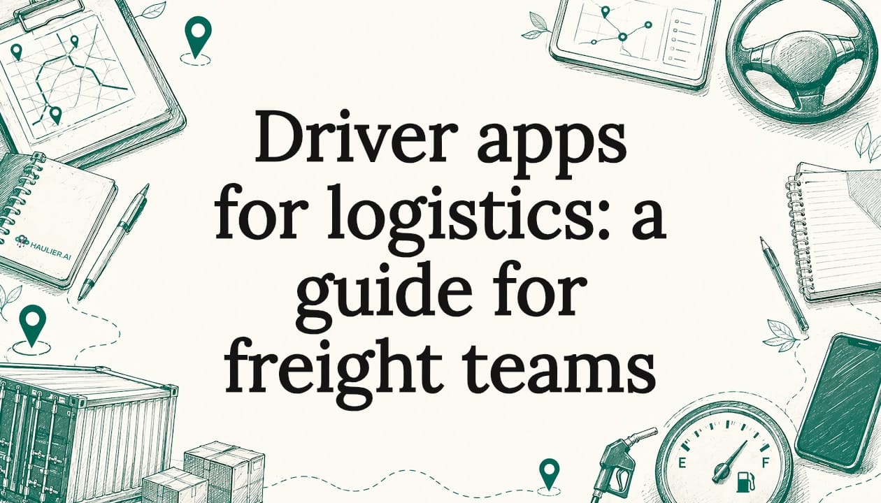 Illustrated title card with logistics elements framing text
