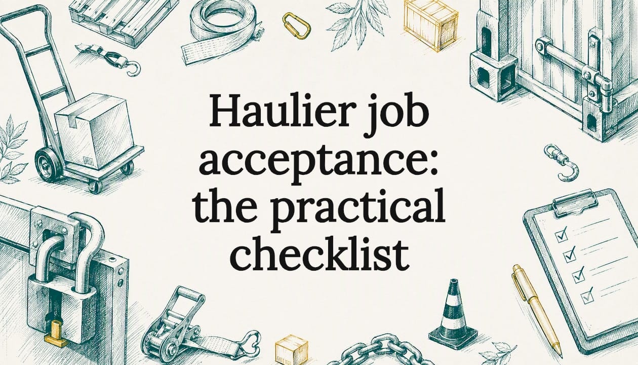 Decorative title card illustration for haulage job acceptance article