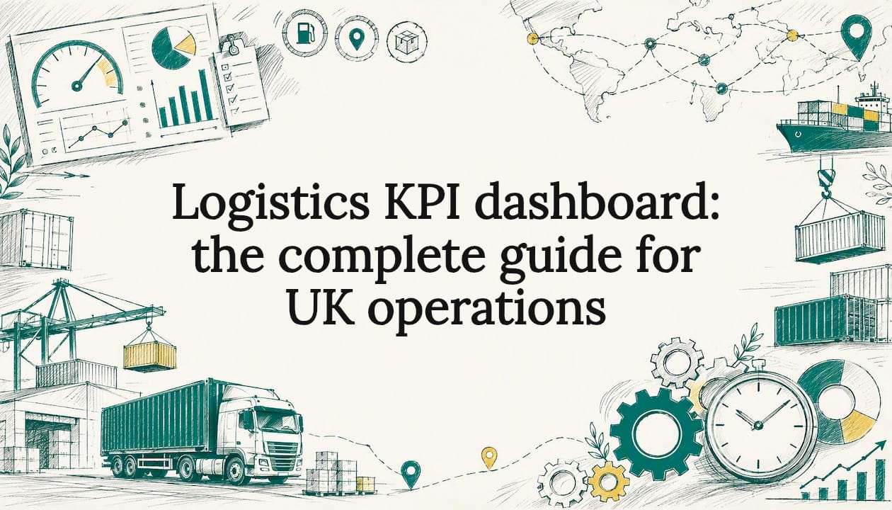 Decorative logistics KPI dashboard title card illustration
