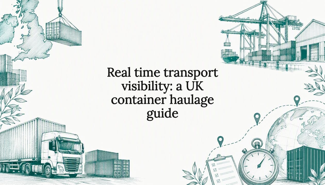 Decorative title card illustration for container haulage article