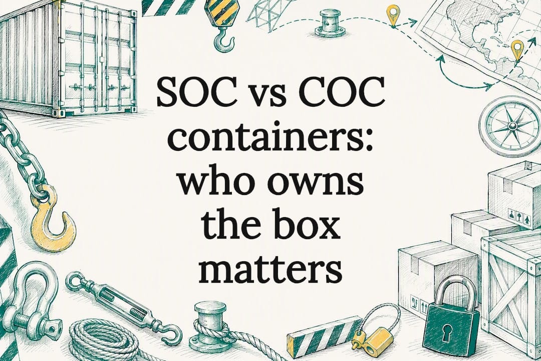 Decorative title card illustration for container ownership article