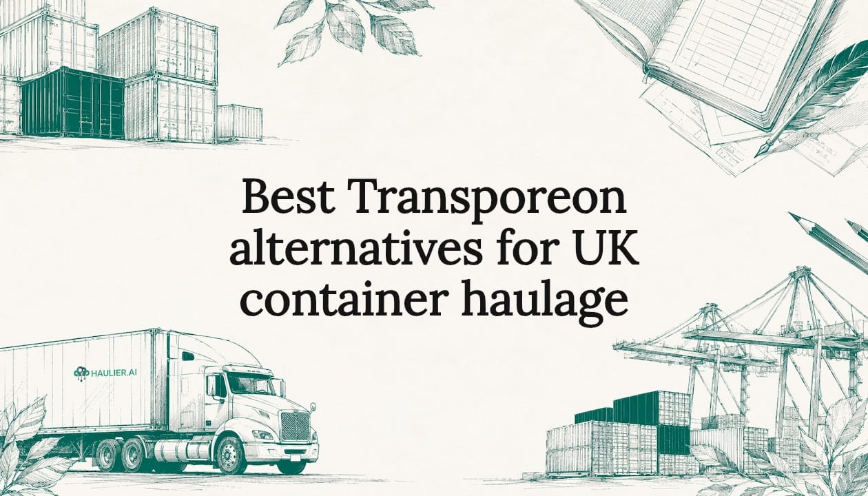 Decorative title card with shipping and logistics illustrations